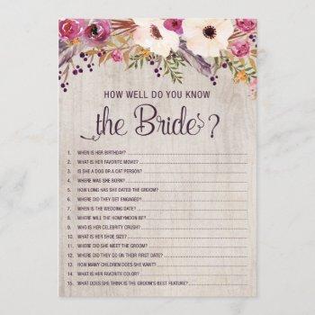 how well do you know the bride bridal shower game invitation