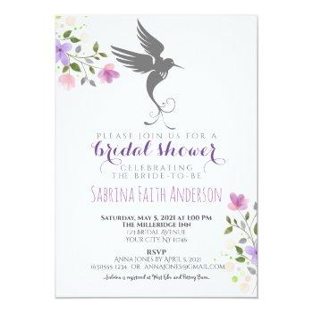 Hummingbird Floral Elegant Lilac Front View