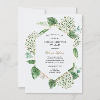 hydrangea gold frame bridal shower by mail invitation