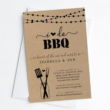 i do bbq couples wedding bridal shower engagement invitation