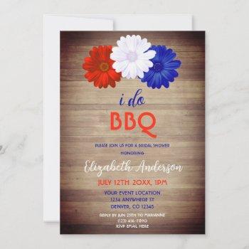 i do bbq patriotic floral bridal shower invitation