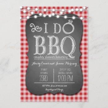 i do bbq red gingham couples shower in chalk invitation