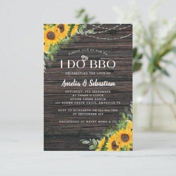 i do bbq sunflower wood lights bridal shower invitation