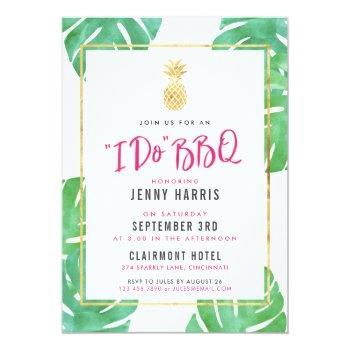 I Do Bbq, Tropical Luau Wedding Shower Invitation Front View