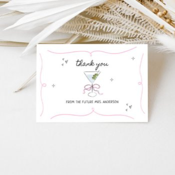 illustrated martini glass bridal shower thank you card