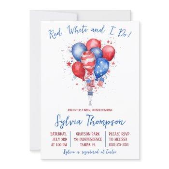 independence day, balloons, bridal shower invitation