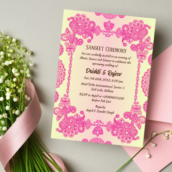 indian pre-wedding sangeet ceremony invitation