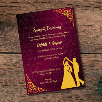 indian pre-wedding sangeet ceremony invitation