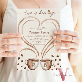 initial name coffee love is brewing invitation