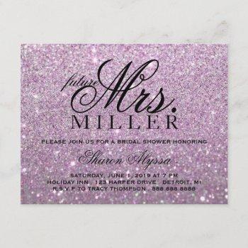 invite - purple glit future mrs. bridal shower
