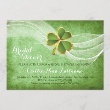 irish clover and veil green wedding bridal shower invitation