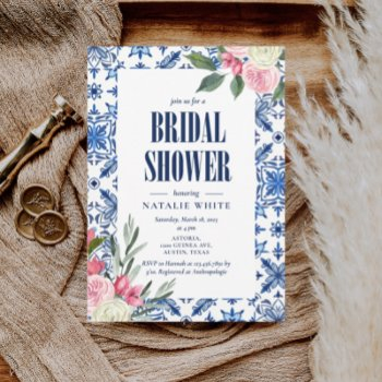 italian bougainvillea mediterranean bridal shower invitation