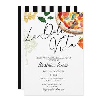 italian bridal shower la dolce vita pizza pasta invitation