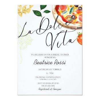 Italian Bridal Shower La Dolce Vita Pizza Pasta Invitation Front View