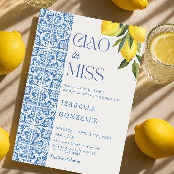 italian ciao to miss amalfi bridal shower invitation