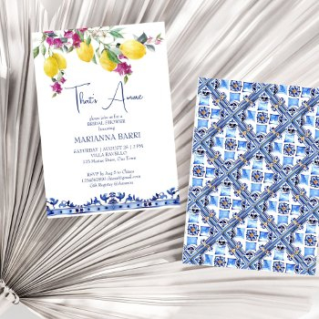 italian lemons bougainvillea citrus bridal shower invitation