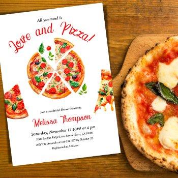 italian love & pizza party slice bridal shower invitation