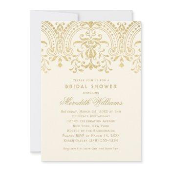 ivory gold vintage glamour wedding bridal shower invitation