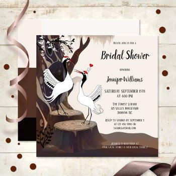 japanese cranes love bird bridal shower invitation