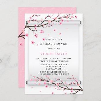 japanese scroll cherry blossom bridal shower invitation