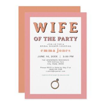 jean retro wife of the party bubble bridal shower invitation
