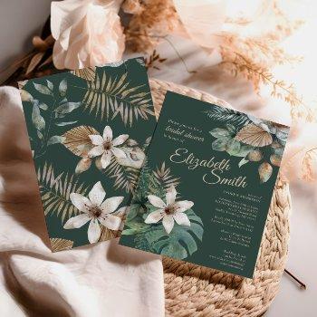 jungle bridal shower | tropical green gold design invitation