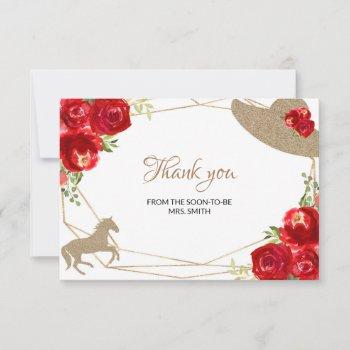 kentucky derby red roses wedding thank you card