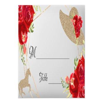 Kentucky Derby Wedding Table Place Card Front View