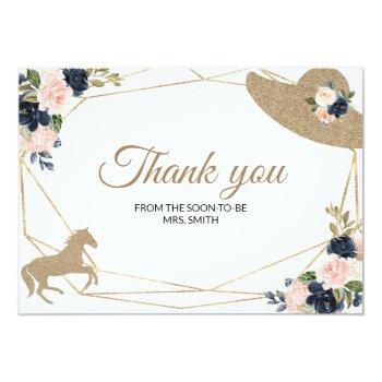 Kentucky Derby  Wedding Thank You Card Front View