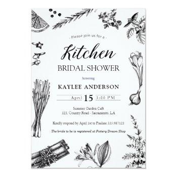 Kitchen Bridal Shower Herbs Spices Invitation Card Front View