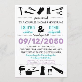 kitchen & tools wedding couples shower invitation