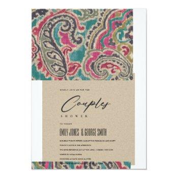 Kraft Boho Tribal Ikat Pattern Couples Shower  Invitation Front View