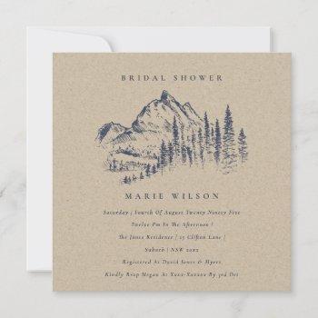 kraft pine mountain sketch bridal shower invite