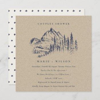 kraft pine mountain sketch couples shower invite