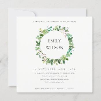 kraft succulent wreath fauna bridal shower invite