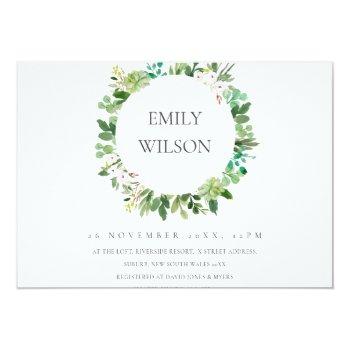 Kraft Succulent Wreath Fauna Bridal Shower Invite Front View