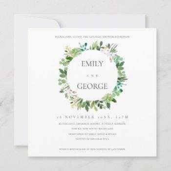 kraft succulent wreath fauna couples shower invite