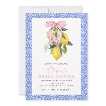 la dolce vita lemon pink bow baby shower invitation