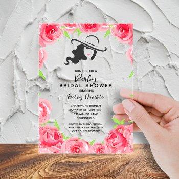 lady's big hat bridal shower acrylic invitations