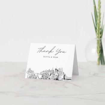 las vegas skyline sketch blank thank you card