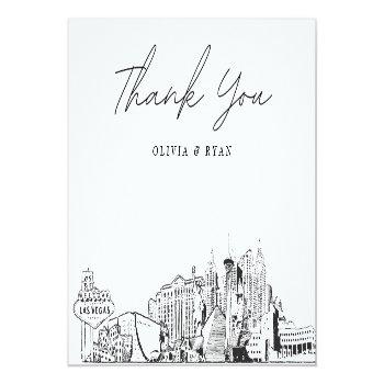 Las Vegas Skyline Sketch Blank Thank You Card Front View