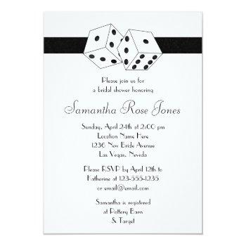 Las Vegas Wedding Bridal Shower Black Dice Theme Invitation Front View