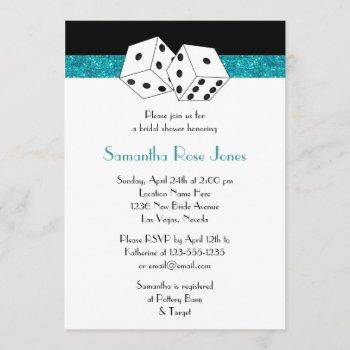 las vegas wedding bridal shower teal dice theme invitation