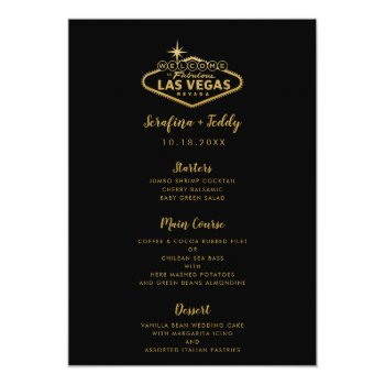 Las Vegas Wedding Menu Gold Black Front View
