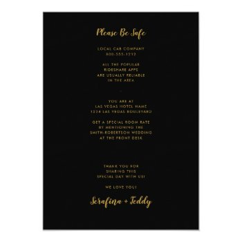 Las Vegas Wedding Menu Gold Black Front View