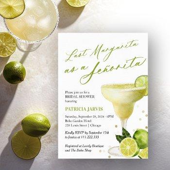 last margarita as a señorita bridal shower  invitation