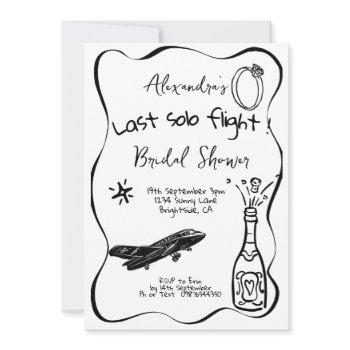 last solo flight drawn bridal shower invitation