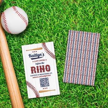 last swing before the ring! baseball bridal shower enclosure card