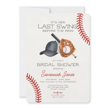 last swing before the ring baseball bridal shower invitation