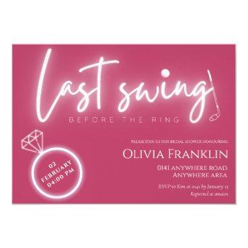 Last Swing Before The Ring Bridal Shower  Invitation Front View